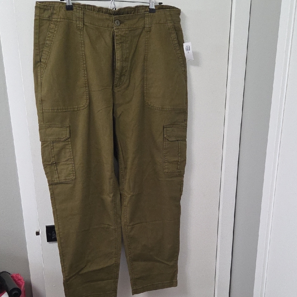 Old Navy High Rise Olive Cargo Ankle Pants XL TALL
